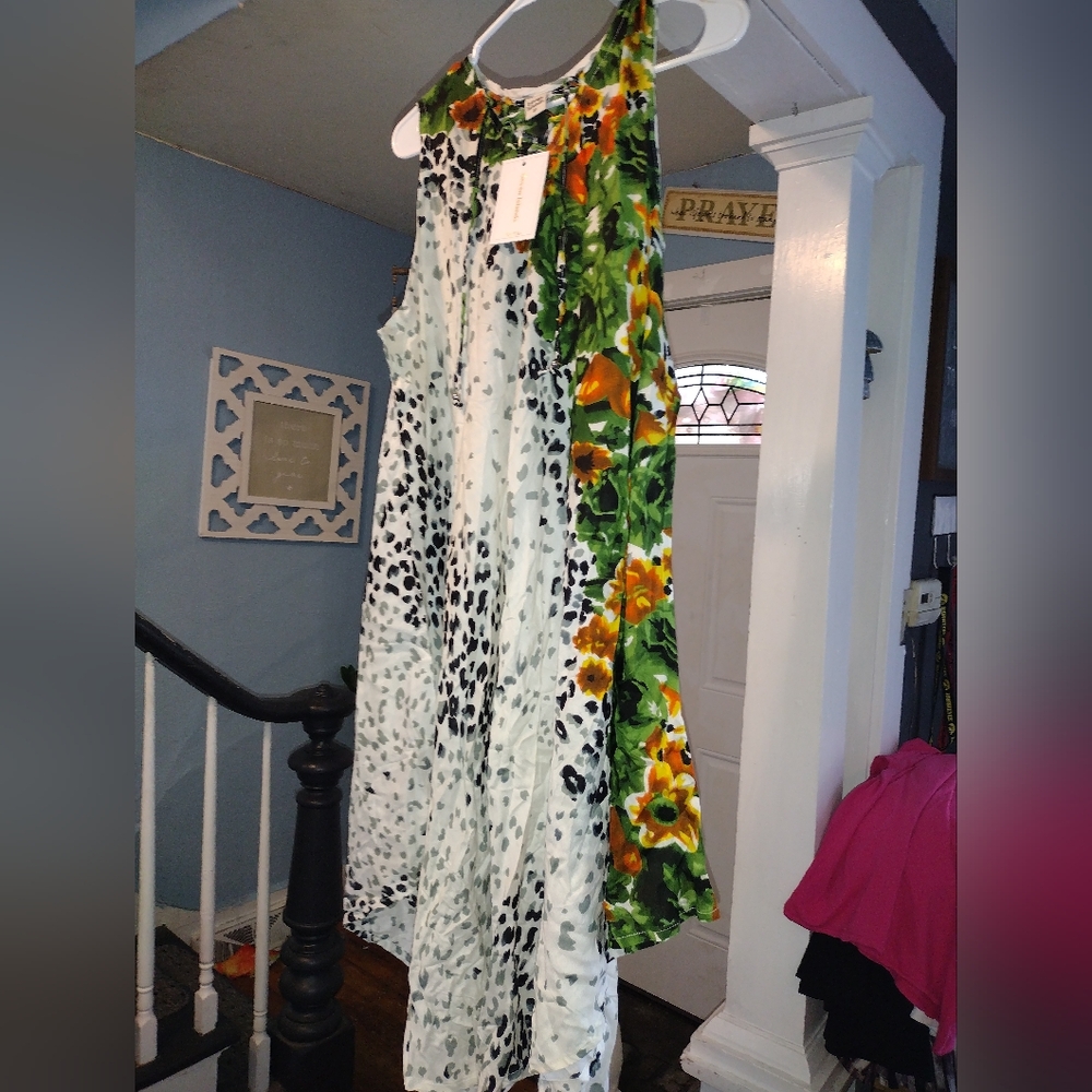 Seven Islands Floral and Animal Print Sleeveless Dress/ Swimsuit Coverup Size 3X